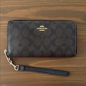 Coach Brown and Black Wristlet Wallet